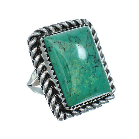 Turquoise Navajo Authentic Twisted Sterling Silver Ring Size 6-1/2 SN20257